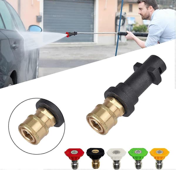 Pressure Washer Adapter for Kärcher K2 K3 K4 K5 K6 K7, Kärcher Quick Connect Adapter with 5 Different Degree Nozzles, 1/4'' 2.5 GPM 3000