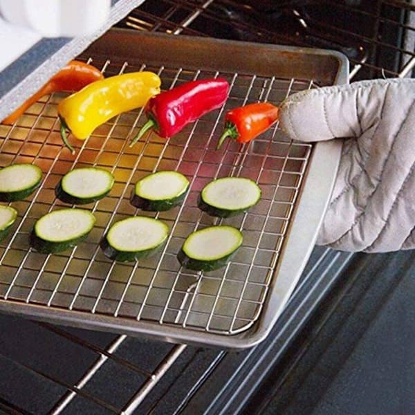 Fyrkantig metallgrill - Set med 2 galler 30x45 cm - För tillagning av kött och grönsaker - Eldstadstöd