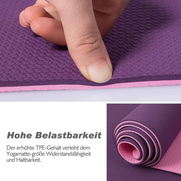 TOPLUS yogamåtte: Polstret og skridsikker, inklusive bærestrop
