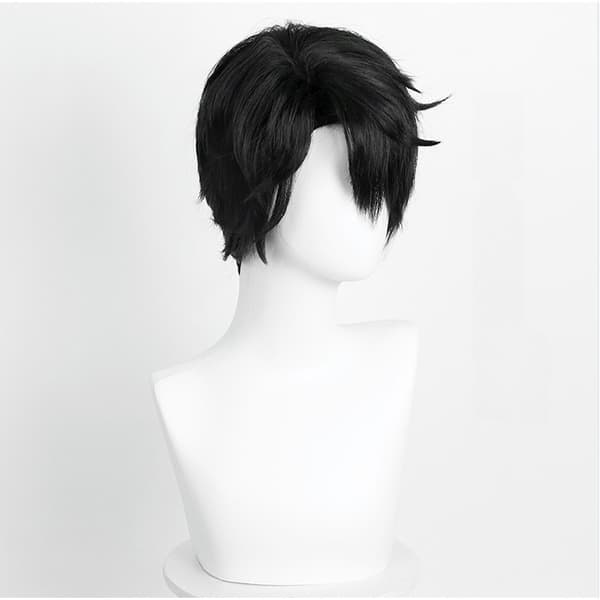 Black Cosplay Wig - High-Temperature Fiber, Adjustable, Perfect for Anime Roleplay & Parties