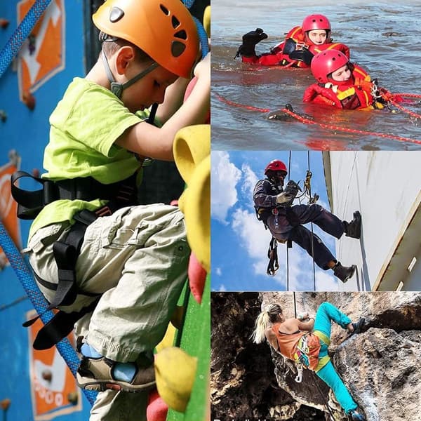 Climbing Rope 10 meters - 1000 kg Tensile Strength - including 2 Carabiners - Red - High Quality - Durable - Practical Use
