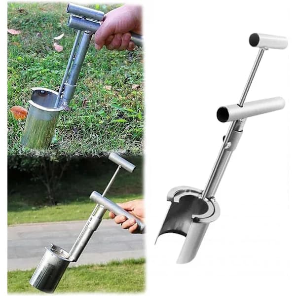 Long Handle Bulb Planting Tool, Serrated Base, Soft Grip Garden Bulb Planter, Heavy-Duty Long Handle Bulb Planter for...