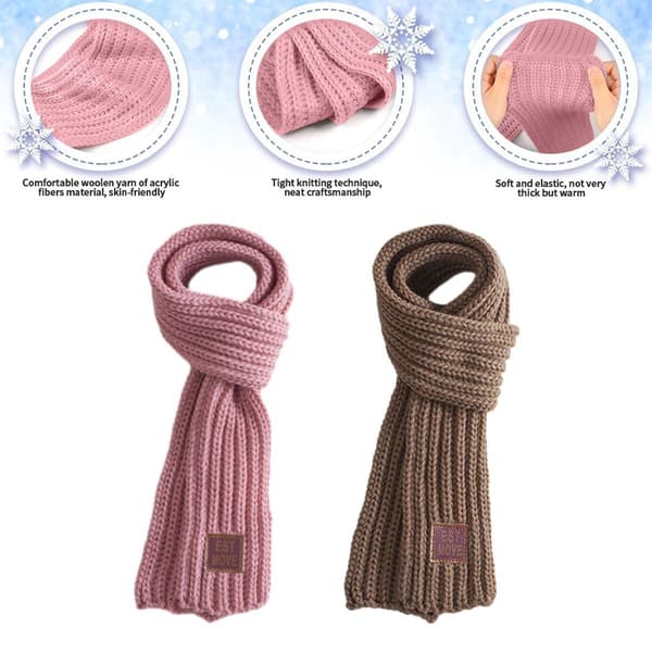2 st varma vinter stickade halsdukar för barn varm halsduk halsvärmare khaki + rosa