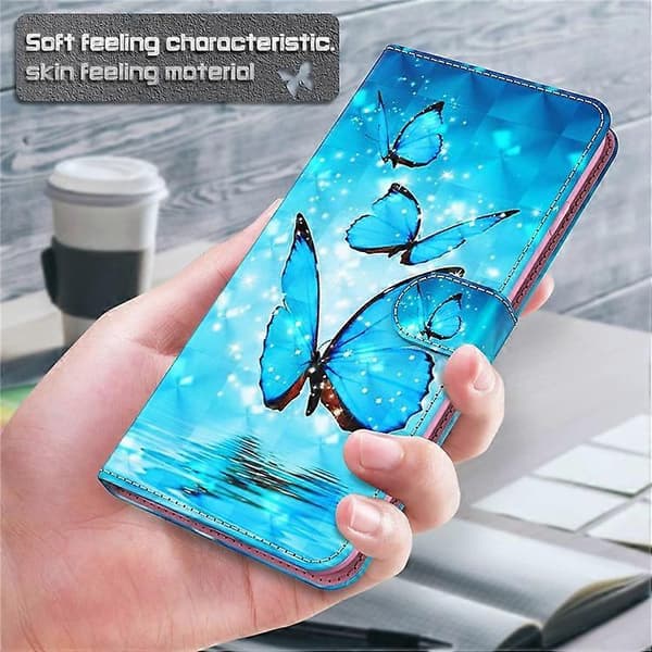 Kompatibelt för Xiaomi Redmi Note 13 4G Mobilskal 3D Mönstertryck Läder Flipfodral med Handrem