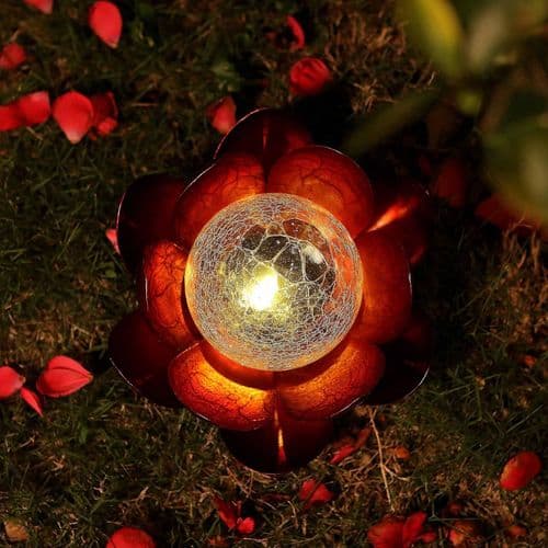 Kreativ lotusbase LED solcelle nattlys blomst utendørs glasskulelampe
