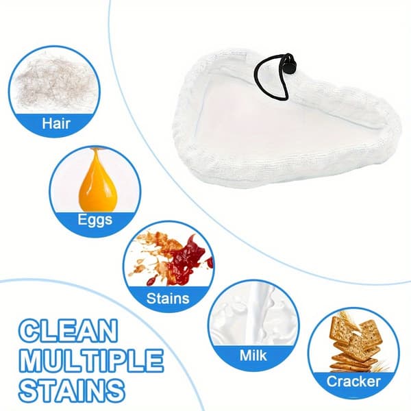 6-pak mikrofiber dampmoppe erstatningspuder med snøre, vaskbare genanvendelige refills til Vileda Steam Plus, til hårde gulve og fliser, hvid