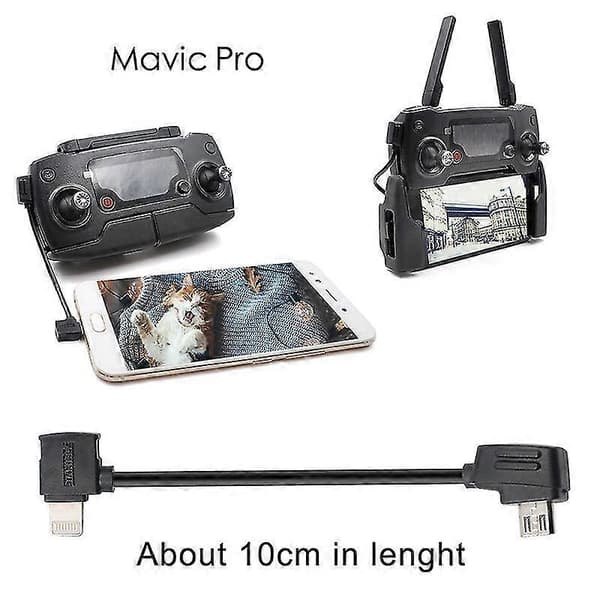 Startrc 10 cm Lightning til Micro USB-konverteringskabel for DJI Mavic Mini / Air, Shark fjernkontroll [DB]