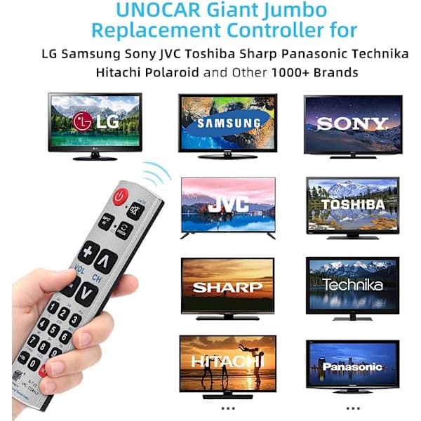 Large Button Universal Remote Control for Seniors and Elderly - Extra Large, Jumbo, Giant Design, Simple and Easy to Use
