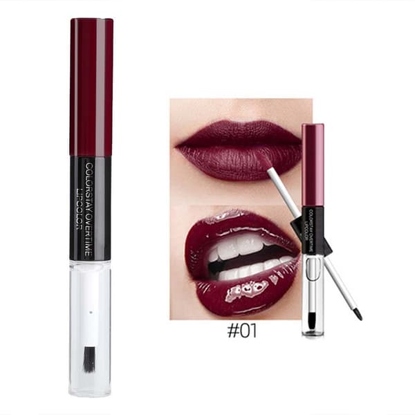 ibcccndc 5ml+5ml Langvarig Sminke Flytende Leppestift Vanntett Skjønnhet Dobbel Lipgloss (01)