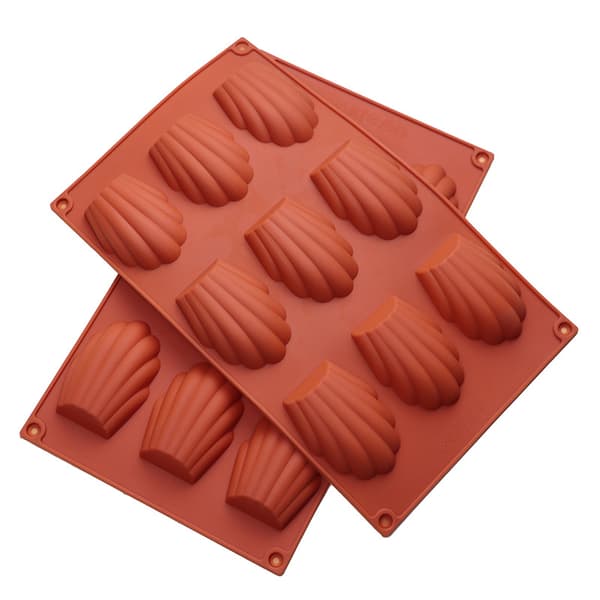 #(9 hulrum brun) Mini Madeleine silikoneform 2 stk. Non-stick Madeleineform Madeleineform til chokolademousse muffins budding#