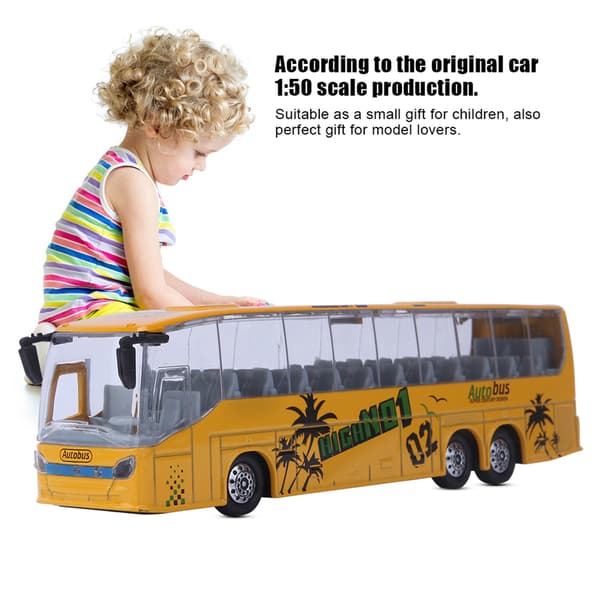1:50 Simulering Transit Bus Model Legetøj Legering Træk Tilbage Bus Legetøj med Lys og Musik til Børn (Gul)