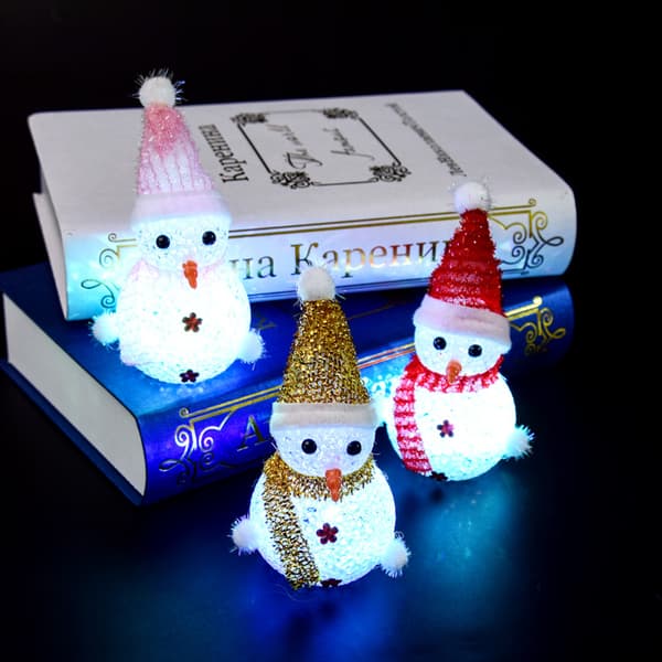 Sett med 3 snømannfigurer LED nattlys juledekorasjon C
