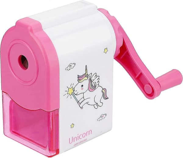 Pencil Sharpener, Pink Pencil Sharpener Hand Crank Manual Sharpener Animal Cartoon