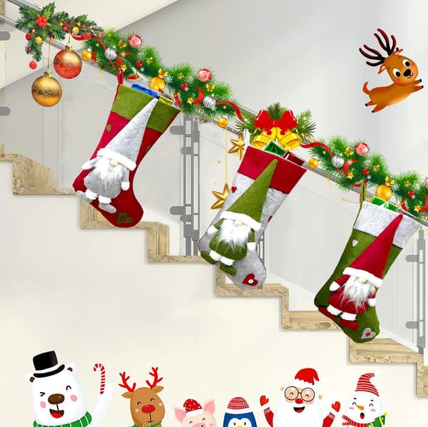 Christmas Stocking, 3-pack Large Christmas Stocking Hanging Santa C
