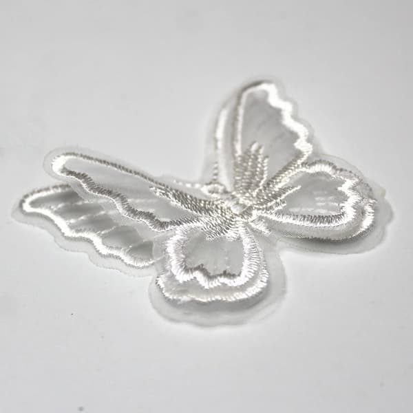 20 stk. sommerfugleapplikationer til påsyning, DIY (hvide, 6 cm x 5 cm)