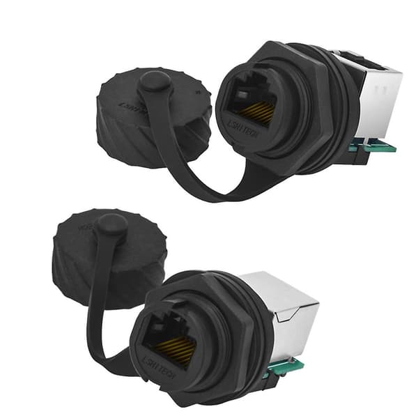 RJ45 Ethernet-kontakt Cat5e Hann til Hunn Vanntett Plugg Sokkel Panelmontering A A