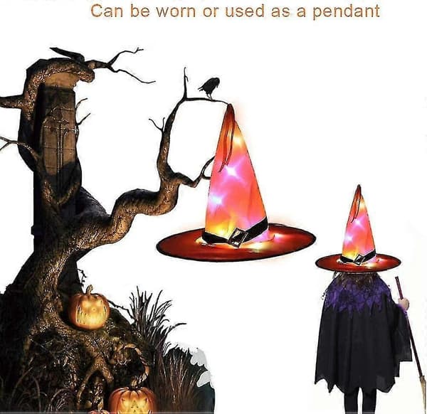 Halloween LED Witch Hats Hanging Lighted Glowing Witch Hats 6 Pcs 20240603
