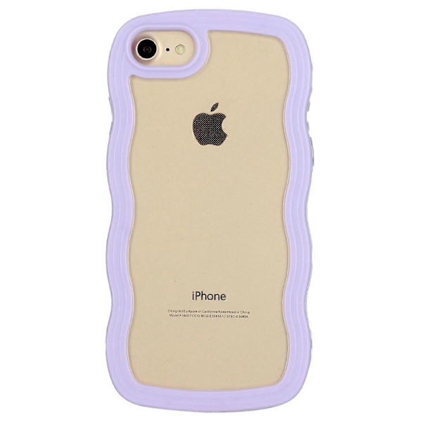 Telefoncover til iPhone 7/8/SE (2020)/SE (2022) med bølget kant PC+TPU Farvet kant Transparent bagside