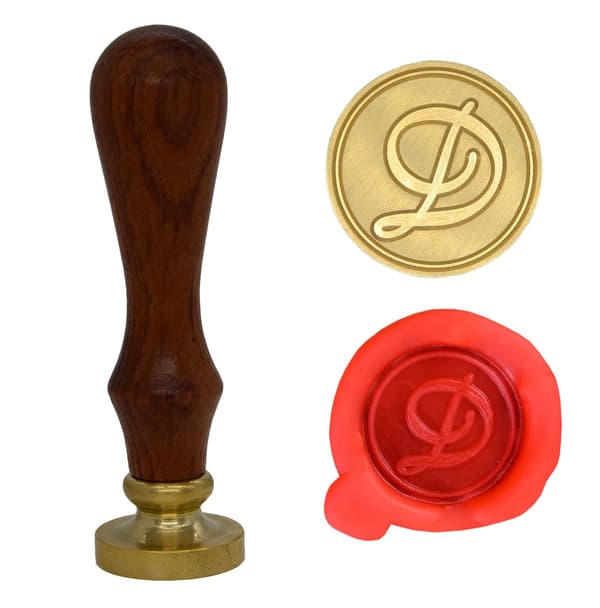 Voksseglstempel bokstav A-Z, alfabet initialseglstempel for jule- og takkekort, bryllupsinvitasjon W-S-2 (bokstav D) -