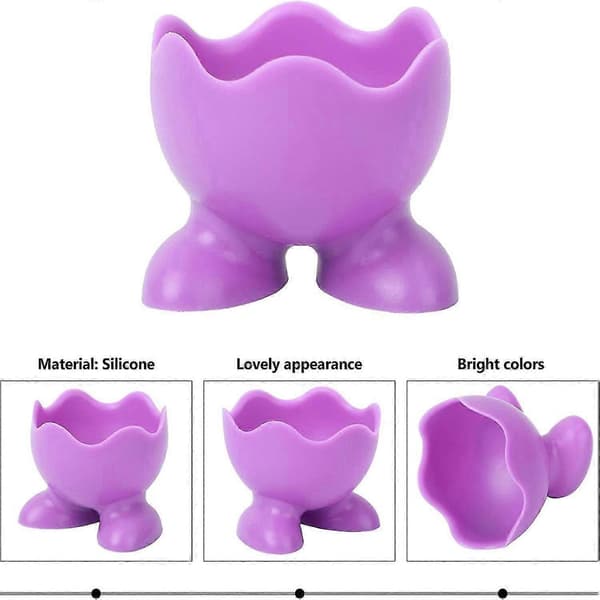 5 Pieces Silicone Egg Cup Tray Egg Stand Kitchen Utensil (Random Color)