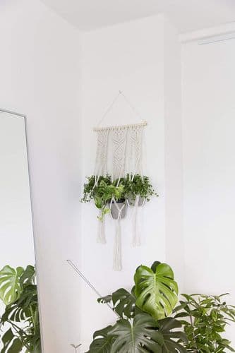 QueHouse Makrame Garnblomsterpotte Dekorasjon - Veggdekor Boho Blomst