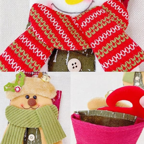 Julestrømper 3 Stykker Julepynt Strømper Gavepose Medium Julemand Snemand Strømper Juletræsornament Væghængende