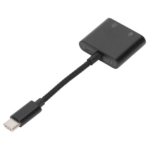 2-i-1 USB C til 3,5 mm lydadapter Type-C til AUX-kontakt med USB C PD 60W hurtigladeadapter Svart