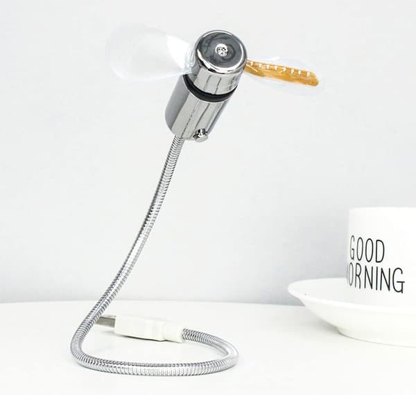SQCLV LED USB-ventilator, Ny Kreativ Programmerbar USB-drevet Bærbar Ventilator, Mini Svanhals DIY Beskedventilator til bærbar og computer - Farverigt Lys [DB]