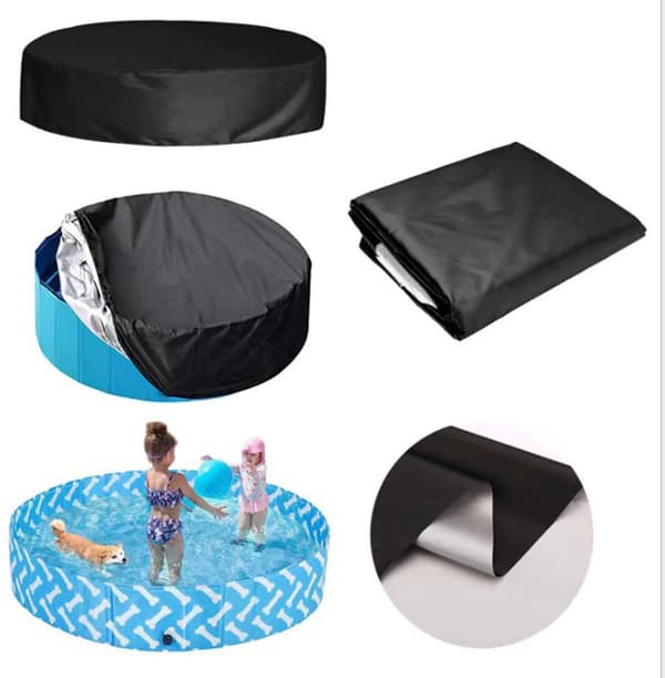 Pool Cover Black 210x30cm Round Waterproof Dustproof 210D Oxford Fabric with Drawstring Compatible with Above Ground Pools and Spas