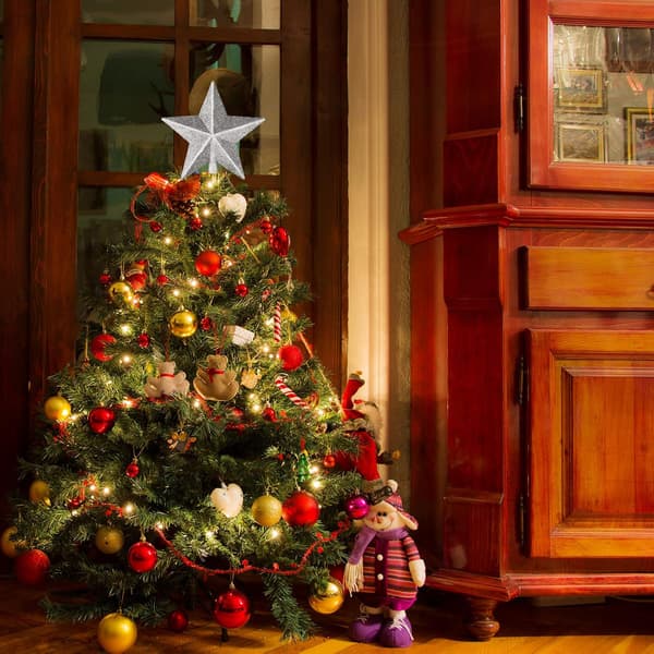 *1 pc 6 \" Christmas Tree Toppers, Gold Glitter Christmas Tree Decoration*