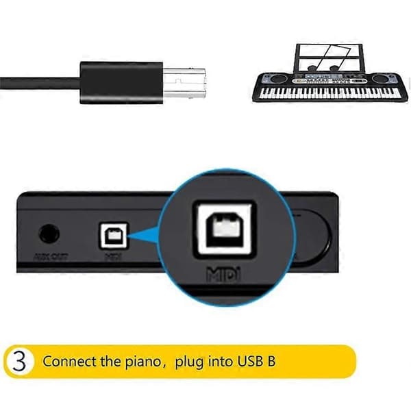 USB-B Hun til USB-C Han Konverter Adapter 480Mbps Dataoverførselsstik til El-klaver / Printer