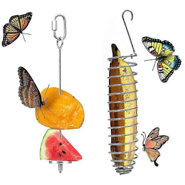 Elegant sommerfugleformet bananholder, bananhængekøje til udendørs brug, hængbar sommerfuglefoder til have, baghave B