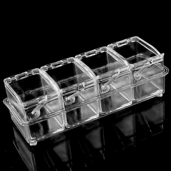 4-delt krydderiglas sæt Transparent Salt Krydderiglas, Krydderiglas J DXGHC