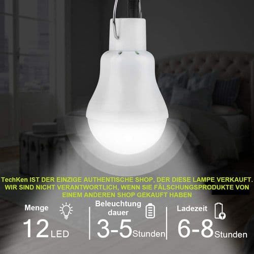 2-pakning solcellelamper, TechKen solcellelampe LED-lampe bærbar lyspære