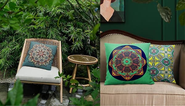 Set med 2 dekorativa örngott broderimönster sofföverdrag, etnisk bondgårdsstil, 20x20 tum