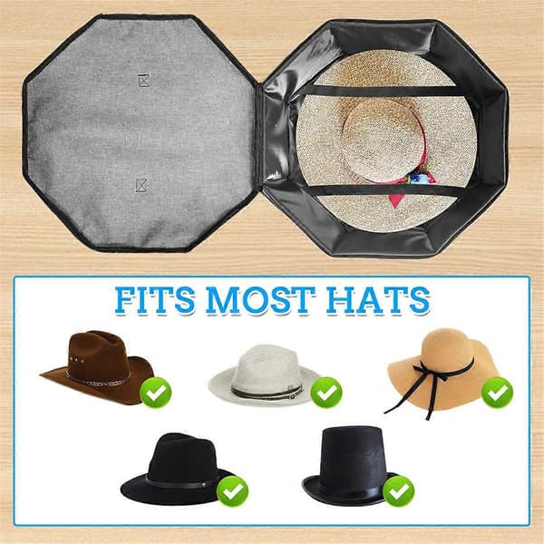 Hattearrangør Taske Hattearrangør Etui til Bøllehatte Cowboyhatte Fedoras Grå