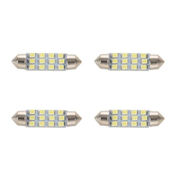 4 pcs 42 mm 12 SMD 3528 LED White Car Interior C5W Dome Festoon Bulb Lamp DC 12V