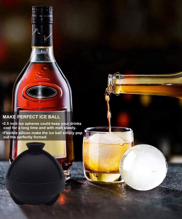 Ice Molds, 4-pack, 6 cm, Leak-Proof Silicone, Makes 2.5\" Round Ice Balls for Whiskey and Cocktails