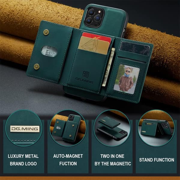2-in-1 Leather Wallet Case with Card Holder Compatible with iPhone 14 Pro Max, Phone Case for Men, Detachable Back Cover