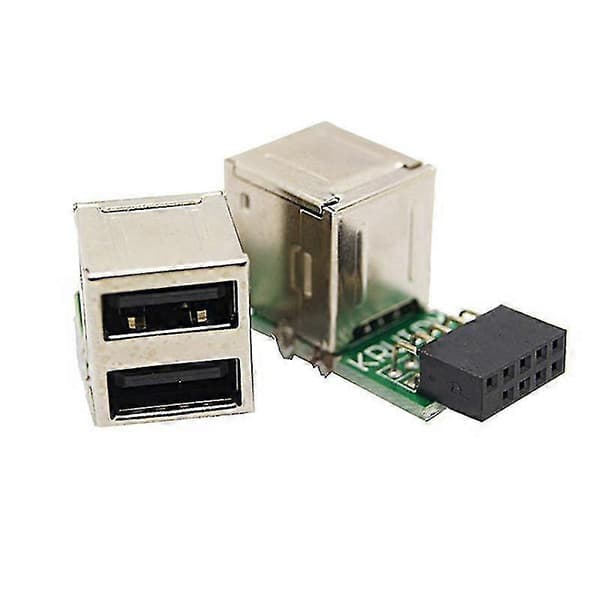2 stk. internt bundkort 9-ben til 2-ports USB 2.0 A hun-adapterkonverter bundkort PCB-kort C