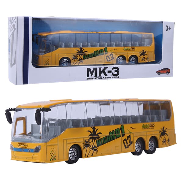 1:50 Simulering Transit Bus Model Legetøj Legering Træk Tilbage Bus Legetøj med Lys og Musik til Børn (Gul)
