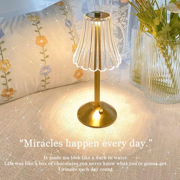 Dimbar krystallbordlampe med 3 farger LED & Touch Control[JUN] B B