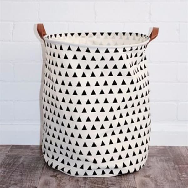 Tvättkorg för barnleksaker i canvas, hopfällbar förvaringskorg stil 5[DB] White White
