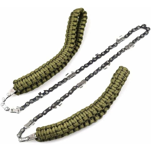 Pocket Chainsaw Hand Foldable Chain Paracord Handle Foldable Outdoor Tool Schedule 3/8 Thin Tooth 34 Section 11 Saw Tooth, Paracord Handle