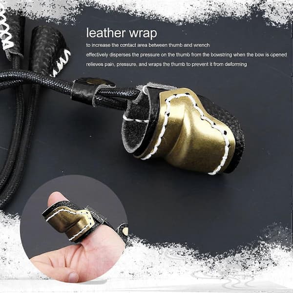 Archery Glove Hunting Thumb Guard, Archery Thumb Ring, Brass Soft Leather Thumb Guard Ring Archery Finger Protector for Traditional Bow