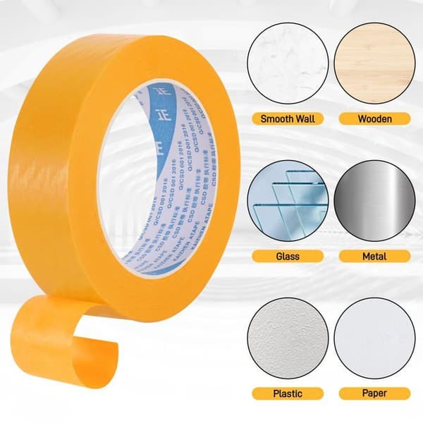 Malertape - 3 stk., 30 mm x 50 m - Guld - Velegnet til maling og maskering af overflader