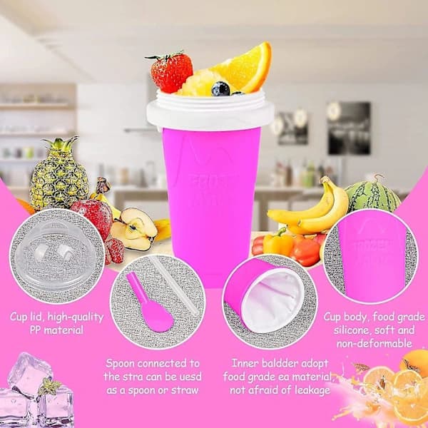 Slushie Cup Slush Machine Ice Cup Silicone Cup Squeeze Cup Summer Cooler Smoothie Cup Double Layers