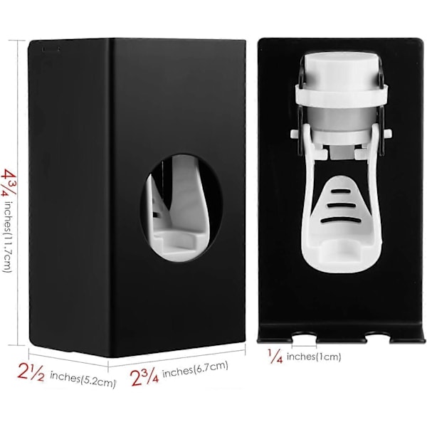 Toothbrush Holder Toothpaste Dispenser, Wall Mounted Toothbrush Storage Organizer for Bathroom, Toothpaste Squeezer (Black)