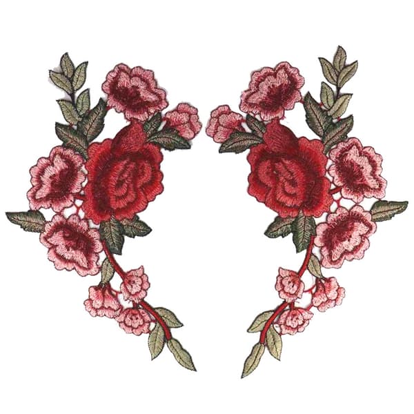8 stk broderte blomsterlapper sy på lapper rose lapp po