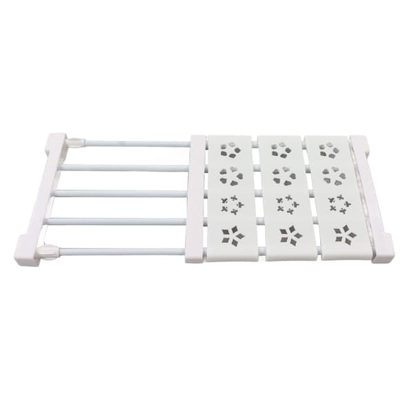 White Extendable Wardrobe Shelf No Drilling Telescopic Closet Organizer Divider 24cm Width 38-55cm / 15-21.7in Length